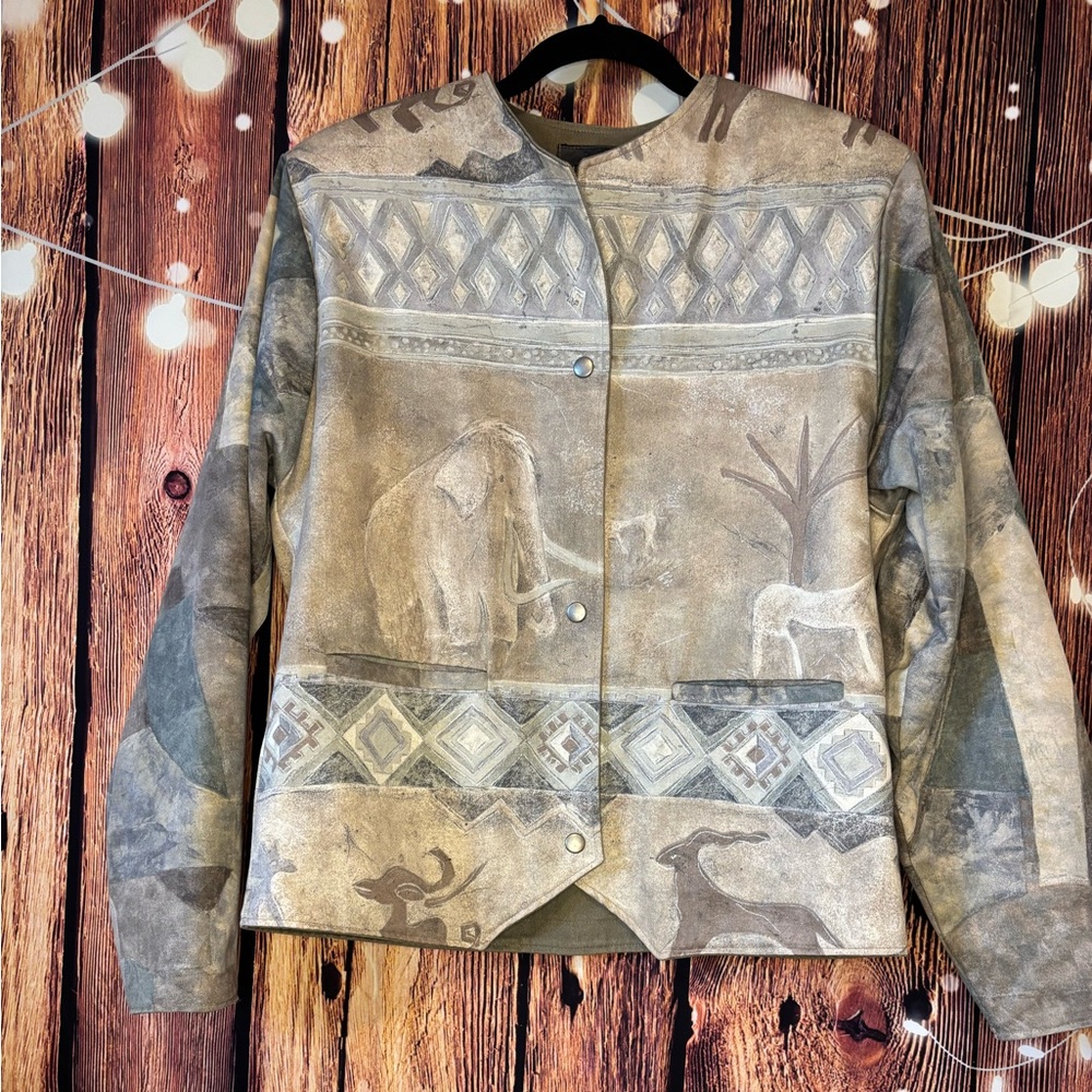 Vintage Villa Factory Reversible Women's Beige Animal Print Jacket